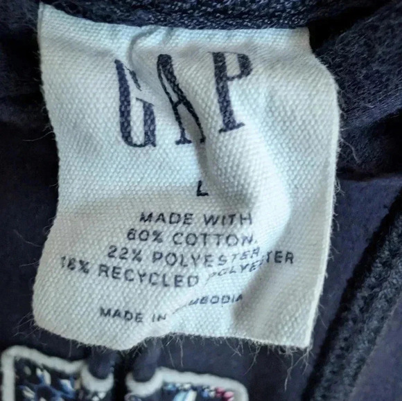 Women's Gap Sweatshirt Navy Blue With Flower Printed SZ L Cotton Casual - Picture 4 of 5